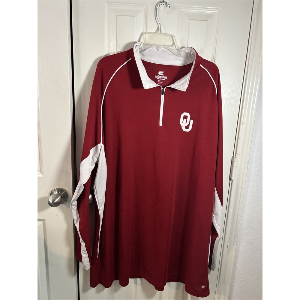 Colosseum Men's Oklahoma‎ Sooners OU Quarter-Zip Thin Light Jacket Red XXXL 3XL